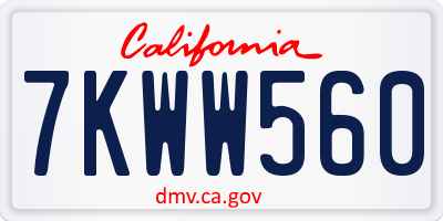 CA license plate 7KWW560