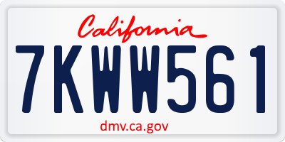 CA license plate 7KWW561