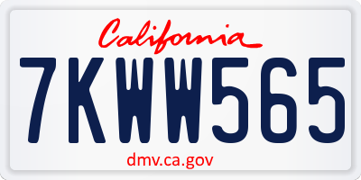 CA license plate 7KWW565