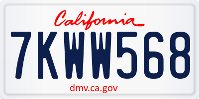 CA license plate 7KWW568