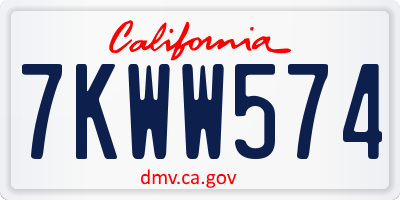 CA license plate 7KWW574