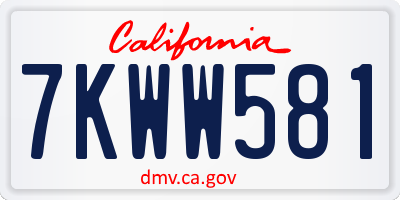 CA license plate 7KWW581