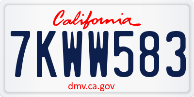 CA license plate 7KWW583
