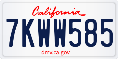 CA license plate 7KWW585