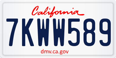 CA license plate 7KWW589