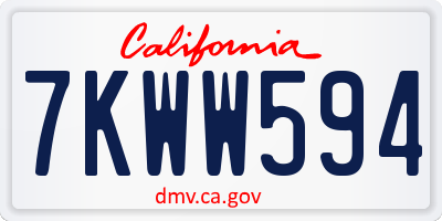 CA license plate 7KWW594