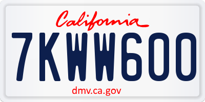 CA license plate 7KWW600
