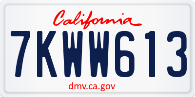 CA license plate 7KWW613