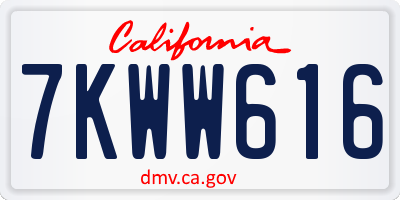 CA license plate 7KWW616