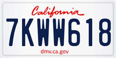 CA license plate 7KWW618