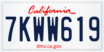 CA license plate 7KWW619