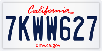 CA license plate 7KWW627