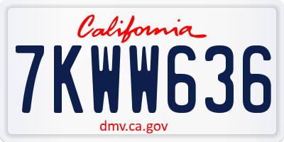 CA license plate 7KWW636