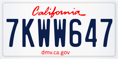 CA license plate 7KWW647