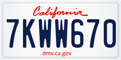 CA license plate 7KWW670