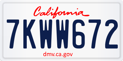CA license plate 7KWW672