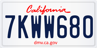 CA license plate 7KWW680