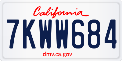 CA license plate 7KWW684