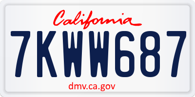 CA license plate 7KWW687