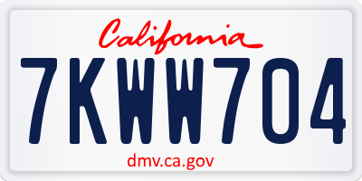 CA license plate 7KWW704