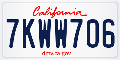 CA license plate 7KWW706