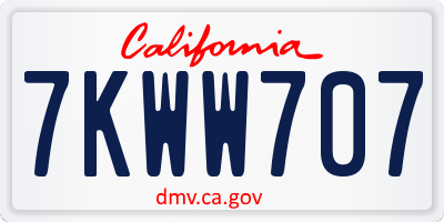 CA license plate 7KWW707
