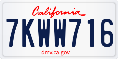 CA license plate 7KWW716