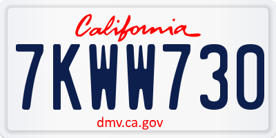CA license plate 7KWW730