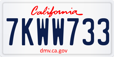 CA license plate 7KWW733