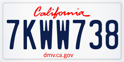 CA license plate 7KWW738
