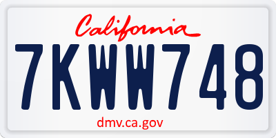 CA license plate 7KWW748