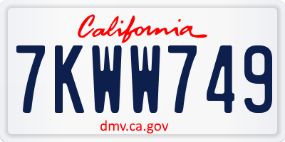 CA license plate 7KWW749