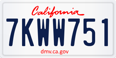 CA license plate 7KWW751