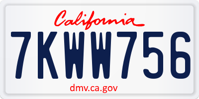 CA license plate 7KWW756