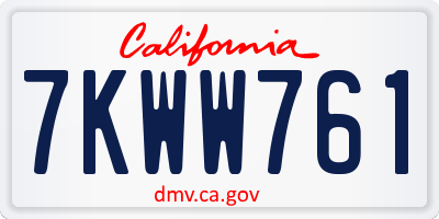 CA license plate 7KWW761