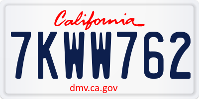 CA license plate 7KWW762