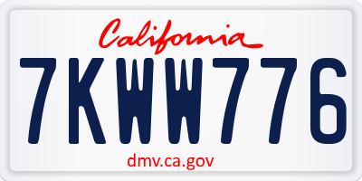 CA license plate 7KWW776