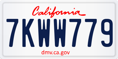 CA license plate 7KWW779