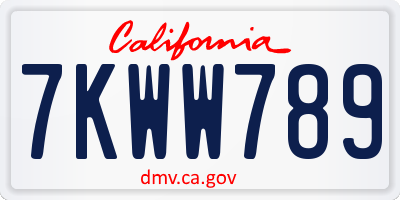 CA license plate 7KWW789
