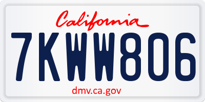 CA license plate 7KWW806