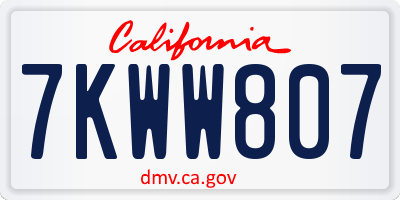 CA license plate 7KWW807