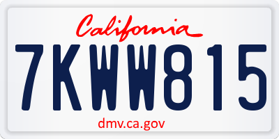 CA license plate 7KWW815