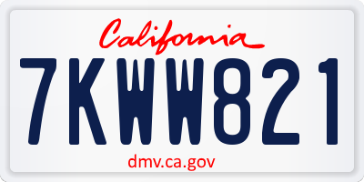 CA license plate 7KWW821