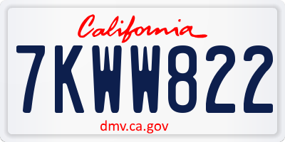 CA license plate 7KWW822