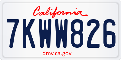 CA license plate 7KWW826