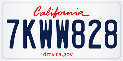 CA license plate 7KWW828