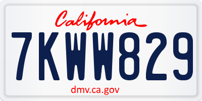 CA license plate 7KWW829