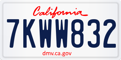 CA license plate 7KWW832