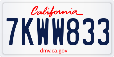 CA license plate 7KWW833