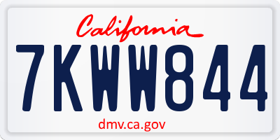 CA license plate 7KWW844